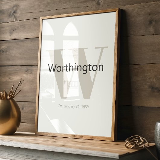 Custom Family Last Name Sign Est Date Wedding Gift Poster