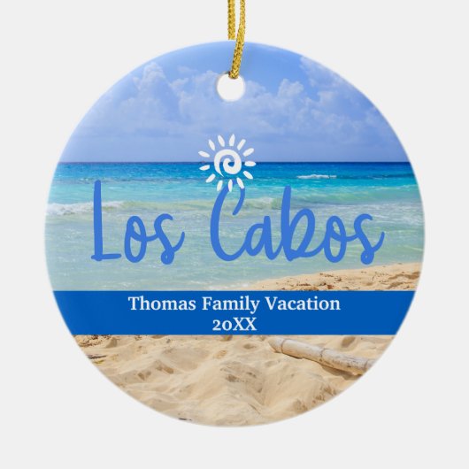 Custom Family Los Cabos Urlaub Weihnachten Keramik Ornament (Vorne)