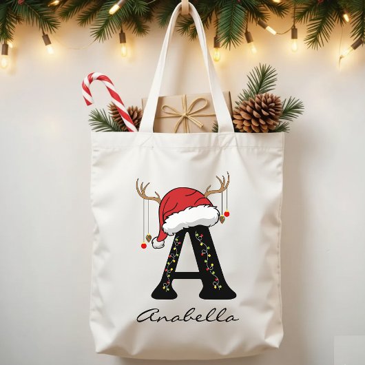 Custom Family Monogram Christmas Tote Bag for Her Tragetasche