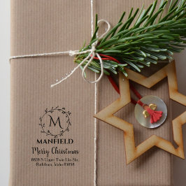 Custom Family Monogram, Frohe Weihnachten, Gummistempel