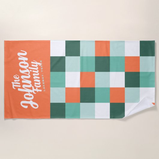 Custom Family Name Beach Towel - Poolside C Strandtuch (Vorderseite)