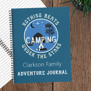 Custom Family Name Blue Camping Log   RV Journal Notizblock