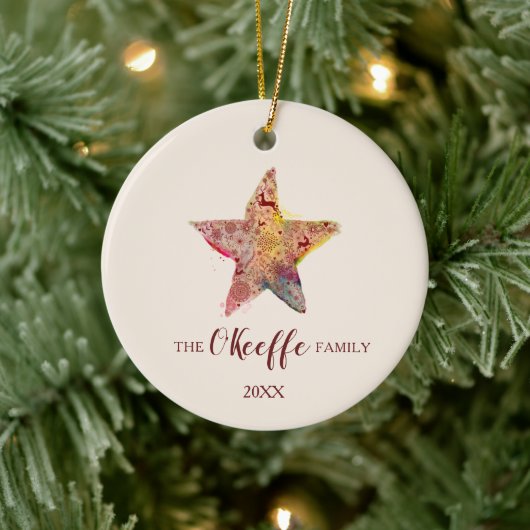 Custom Family Name Christmas 2022 Keramik Ornament (Baum)