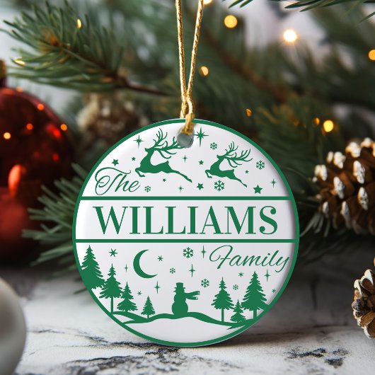 Custom Family Name Classic Christmas Keepake Keramik Ornament