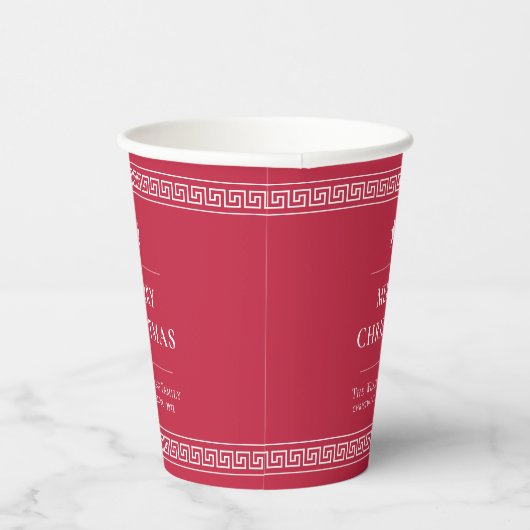 Custom Family Name Elegantes Red Christmas Party Pappbecher (Rechts)