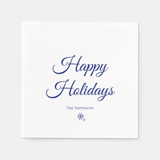 Custom Family Name Happy Holidays Snowflakes Serviette (Vorderseite)