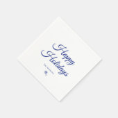 Custom Family Name Happy Holidays Snowflakes Serviette (Ecke)