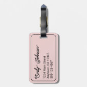 Custom Family Name in Elegant Script Blush Pink Gepäckanhänger (Rückseite vertikal)