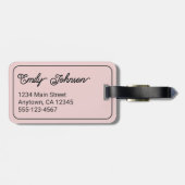 Custom Family Name in Elegant Script Blush Pink Gepäckanhänger (Rückseite horizontal)