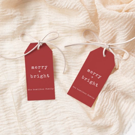 Custom Family Name Merry + Helle Weihnachten Geschenkanhänger