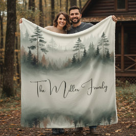 Custom Family Name - Misty Watercolor Forest Sherpadecke