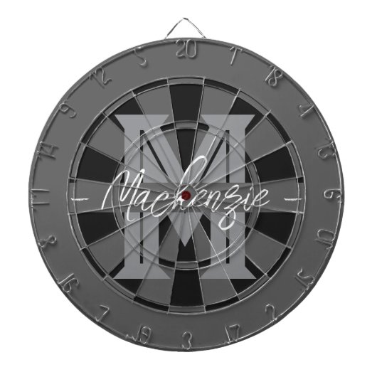 Custom Family Name Monogram Gray Dartscheibe (vorne)