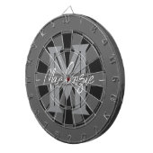 Custom Family Name Monogram Gray Dartscheibe (Vorderseite rechts)