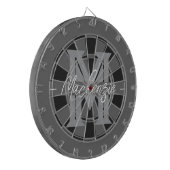 Custom Family Name Monogram Gray Dartscheibe (Vorderseite Links)