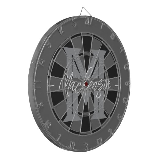 Custom Family Name Monogram Gray Dartscheibe (Vorderseite Links)