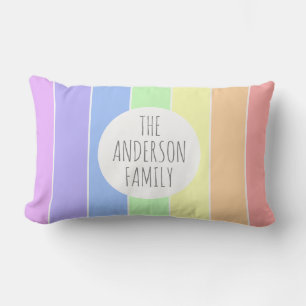 Custom Family Name Pastell Regenbogenstreifen farb Lendenkissen