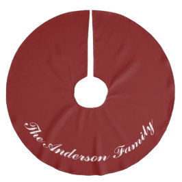 Custom Family Name Red Christmas Tree Skirt Polyester Weihnachtsbaumdecke