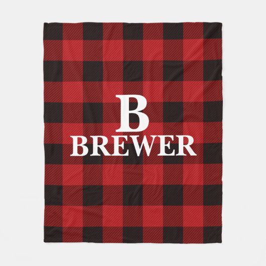 Custom Family Name Red Tartan Fleece Blanket (Vorderseite)