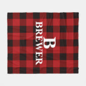 Custom Family Name Red Tartan Fleece Blanket (Vorderseite (Horizontal))