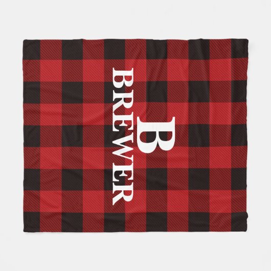 Custom Family Name Red Tartan Fleece Blanket (Vorderseite (Horizontal))