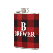 Custom Family Name Red Tartan Vinyl Flask Flachmann (Links)