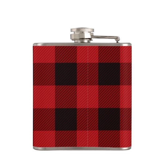 Custom Family Name Red Tartan Vinyl Flask Flachmann (Rückseite)