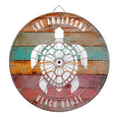 Custom Family Name Rustic Beach House Dartboard Dartscheibe (vorne)