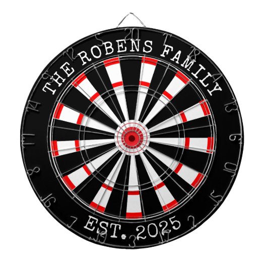 Custom Family Name Rustic Dartboard Dartscheibe (vorne)