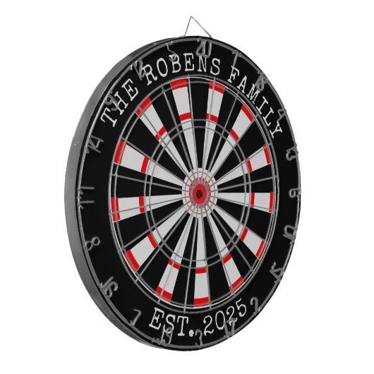 Custom Family Name Rustic Dartboard Dartscheibe (Vorderseite Links)