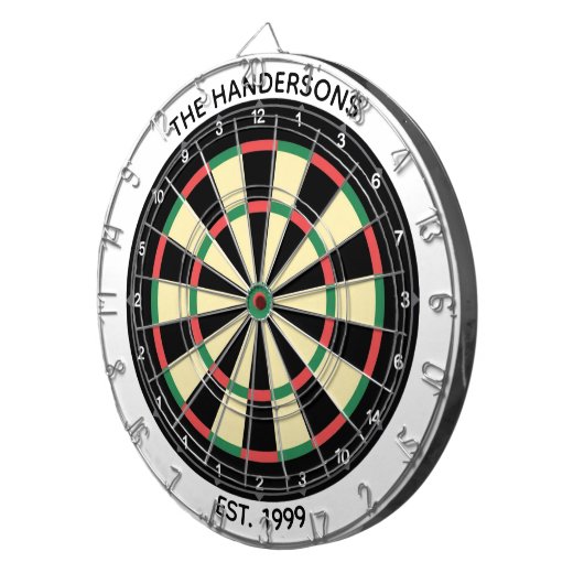 Custom Family Name Rustic Dartboard Dartscheibe (Vorderseite rechts)