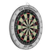 Custom Family Name Rustic Dartboard Dartscheibe (Vorderseite Links)