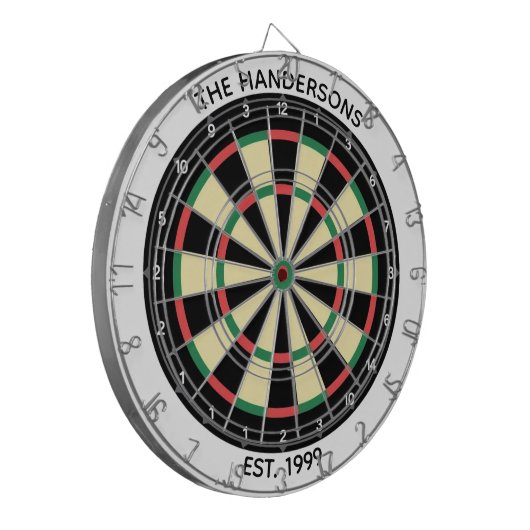 Custom Family Name Rustic Dartboard Dartscheibe (Vorderseite Links)