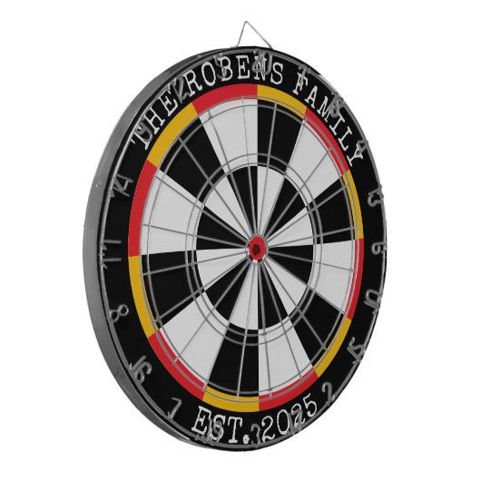 Custom Family Name Rustic Dartboard Dartscheibe (Vorderseite Links)