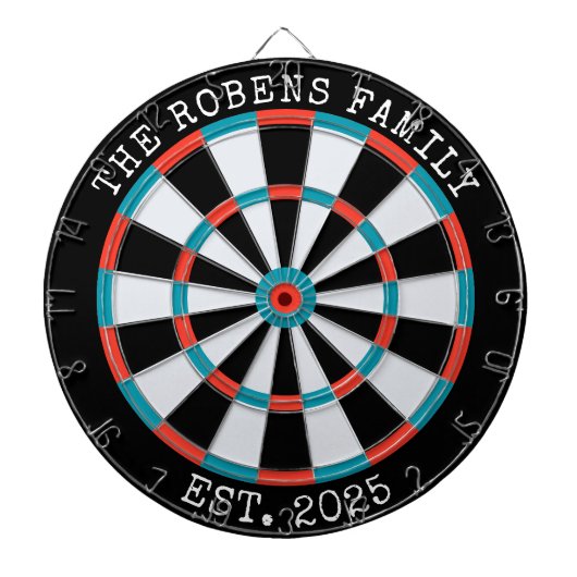 Custom Family Name Rustic Dartboard Dartscheibe (vorne)