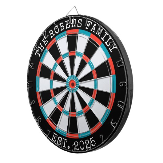 Custom Family Name Rustic Dartboard Dartscheibe (Vorderseite rechts)