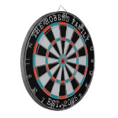 Custom Family Name Rustic Dartboard Dartscheibe (Vorderseite Links)