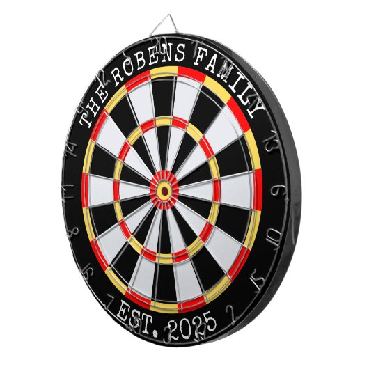 Custom Family Name Rustic Dartboard Dartscheibe (Vorderseite rechts)