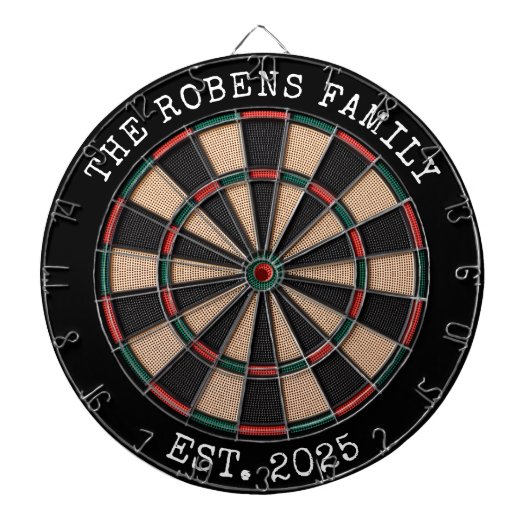 Custom Family Name Rustic Dartboard Dartscheibe (vorne)