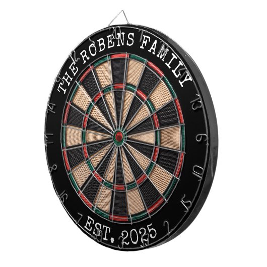 Custom Family Name Rustic Dartboard Dartscheibe (Vorderseite rechts)