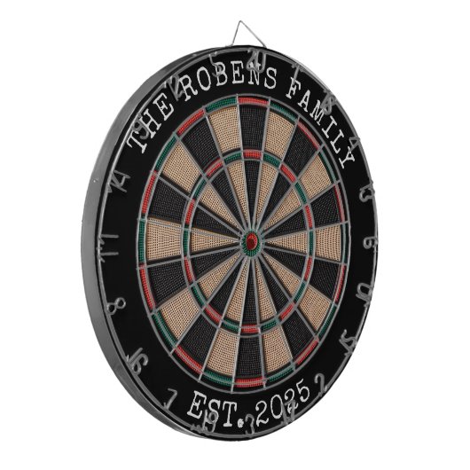 Custom Family Name Rustic Dartboard Dartscheibe (Vorderseite Links)