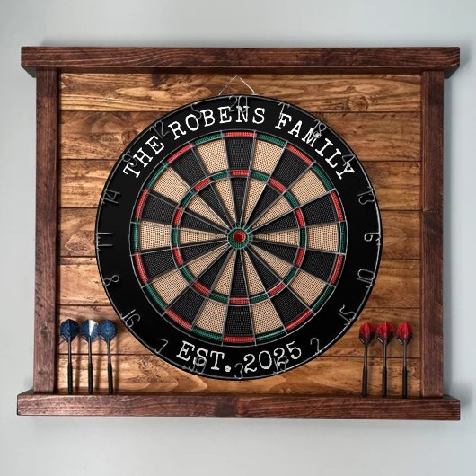 Custom Family Name Rustic Dartboard Dartscheibe