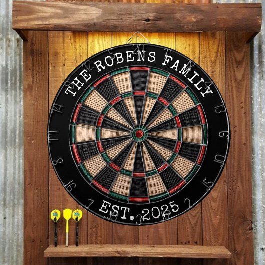 Custom Family Name Rustic Dartboard Dartscheibe