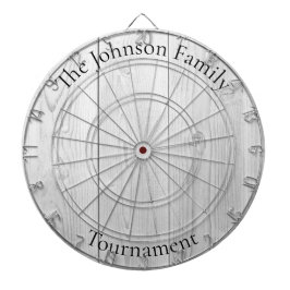 Custom Family Name Rustic Wood Look Dartboard Dartscheibe