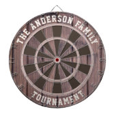 Custom Family Name Rustic Wood Look Dartboard Dartscheibe (vorne)
