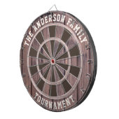 Custom Family Name Rustic Wood Look Dartboard Dartscheibe (Vorderseite rechts)