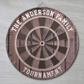 Custom Family Name Rustic Wood Look Dartboard Dartscheibe