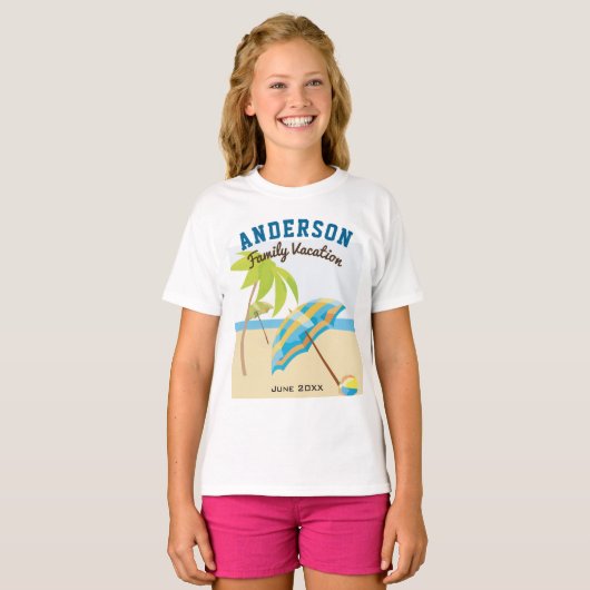 Custom Family Name Summer Beach Urlaub T-Shirt (Vorne ganz)