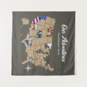 Custom Family Name Travel USA Foto Collage Green Wandteppich (Vorderseite (Horizontal))