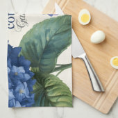 Custom Family Name Watercolor Hydrangea Geschirrtuch (Viertel Falte)