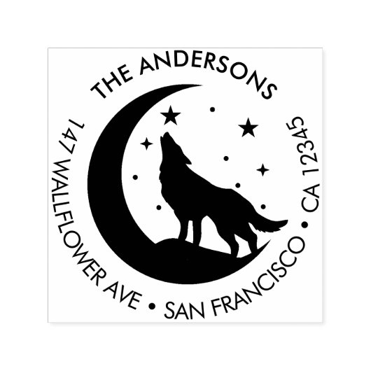 Custom Family Name Wolf Moon Return Address Permastempel (Design)
